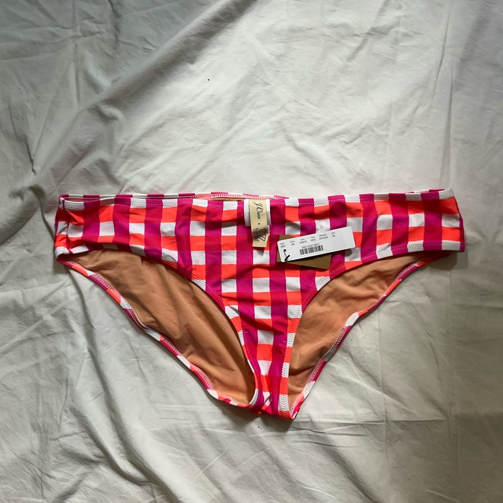 J. Crew Red and White Checkered Bikini Bottom